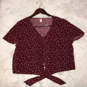 Printed dark red top